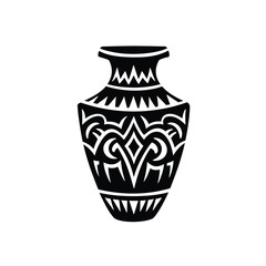 Black tribal vase silhouette white