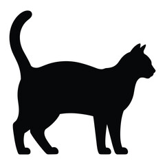 Black cat standing profile view silhouette