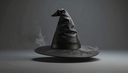 A spooky witch's hat with smoke.