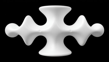 Obraz premium Abstract white puzzle piece design on a black background.
