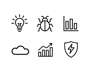 Technology and Data Icons Vector Line Icons for Cloud Security Analytics & Innovation