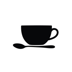Black teacup and spoon silhouette white
