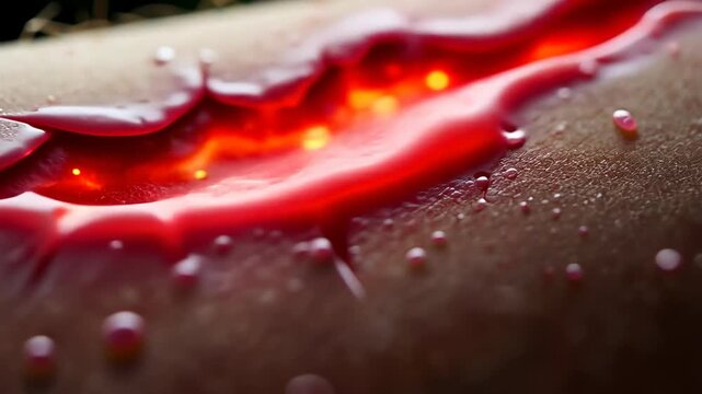 skin laceration, wound healing, injury recovery. Tissue repair. Capillaries swell following abrasion. Cut depth increases scar risk. Dermis restoration enhances skin resilience.