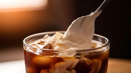 Iced coffee drink topped with whipped cream - Powered by Adobe