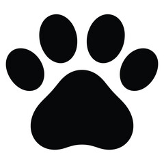 Simple black paw print silhouette for pets and animals
