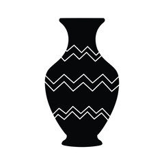 Black vase with white zigzag pattern vector
