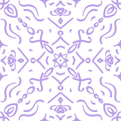 seamless pattern with blue and white flowers