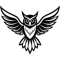 Obraz premium Abstract Owl Logo Vector Sharp Line Silhouette for Tattoo Art, Emblem, and Sticker Design