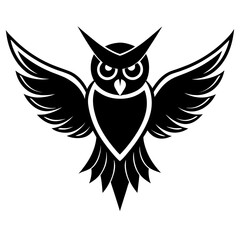 Obraz premium Minimalist Owl Silhouette Vector Clean Bird Graphic for Modern Logos, Prints & Branding