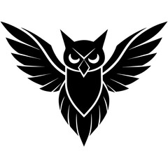 Obraz premium Minimalist Owl Silhouette Vector Clean Bird Graphic for Modern Logos, Prints & Branding