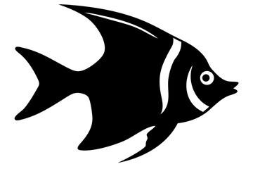 Angelfish Silhouette on White Background marine life