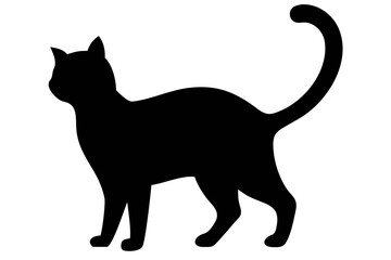 Alert Standing Cat Silhouette with Tail Up animal