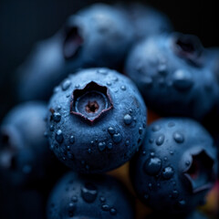 blueberries on a blue background