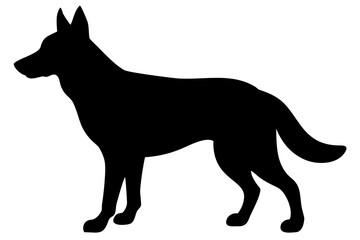 German Shepherd Dog Silhouette on White Background