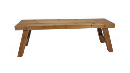 Rustic wooden coffee table with natural grain and visible texture isolated on a clean transparent background for interior design