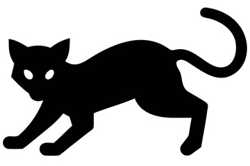 Stealthy Black Cat Silhouette Low Profile feline animal