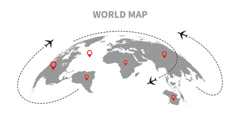 World map. Blue modern vector map. Silhouette map
