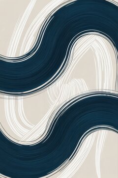 Bold Blue Swirl Abstract Brush Composition
