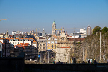 Fototapeta premium Aerial View of Porto's Riverside Housing