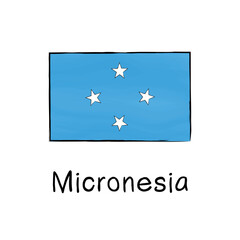 Hand-drawn doodle vector of the national flag of Micronesia. Minimalist cartoon style. Perfect for educational use, travel materials, infographics, and international projects.
