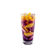 Refreshing Purple and Peach Iced Drink in Tall Glass