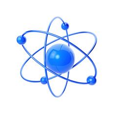 3D icon with blank white background, science atom Minimalist cartoon design,3d,icon
