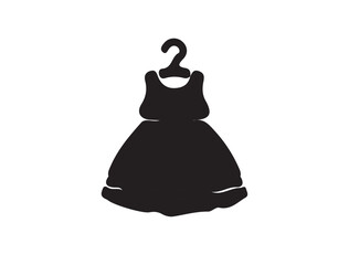 Baby frock hanging on white background in sillhouette