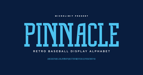 Obraz premium Pinnacle: a strong varsity-style sport font with digital edge. Combines classic college letterforms with tech vibes, ideal for movie logos, sports branding, and urban-style visuals