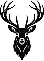 Fototapeta premium Majestic stag head with large antlers deer silhouette