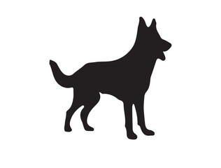 German Shepherd in silhouette on white background