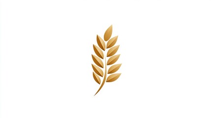 Elegant golden wheat stalk illustration on white background for logo design