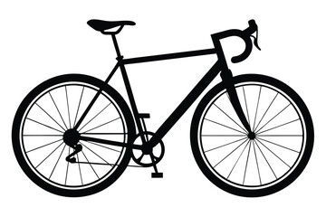 Silhouette Illustration Black Road Bike with Drop Handlebars and Detailed Wheels Graphic