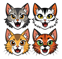 Adorable Bear Face Mood Icons – Kawaii Style Emotions Set

