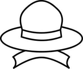 summer hat with ribbon line art
