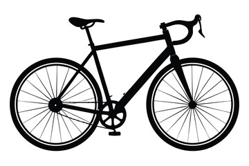 Fototapeta premium Sleek Black Silhouette of a Road Bike with Drop Handlebars and Thin Tires