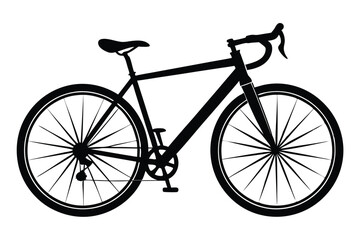 Fototapeta premium Minimalist Black and White Illustration of a Road Bicycle with Drop Handlebars