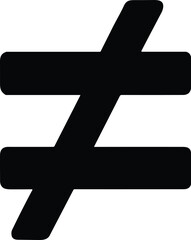 Not equal icon vector black silhouette print design