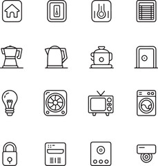 Collection of hand drawn smart home appliance icons