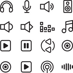 Collection of music and audio related icons