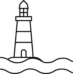 lighthouse by shore line art