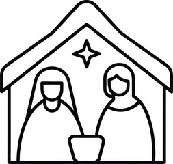 nativity scene line art