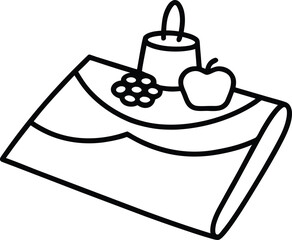 picnic blanket with food line art