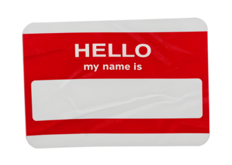 Red Wrinkled Hello Tag