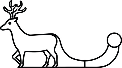 sleigh with reindeer line art