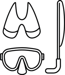snorkeling gear set line art
