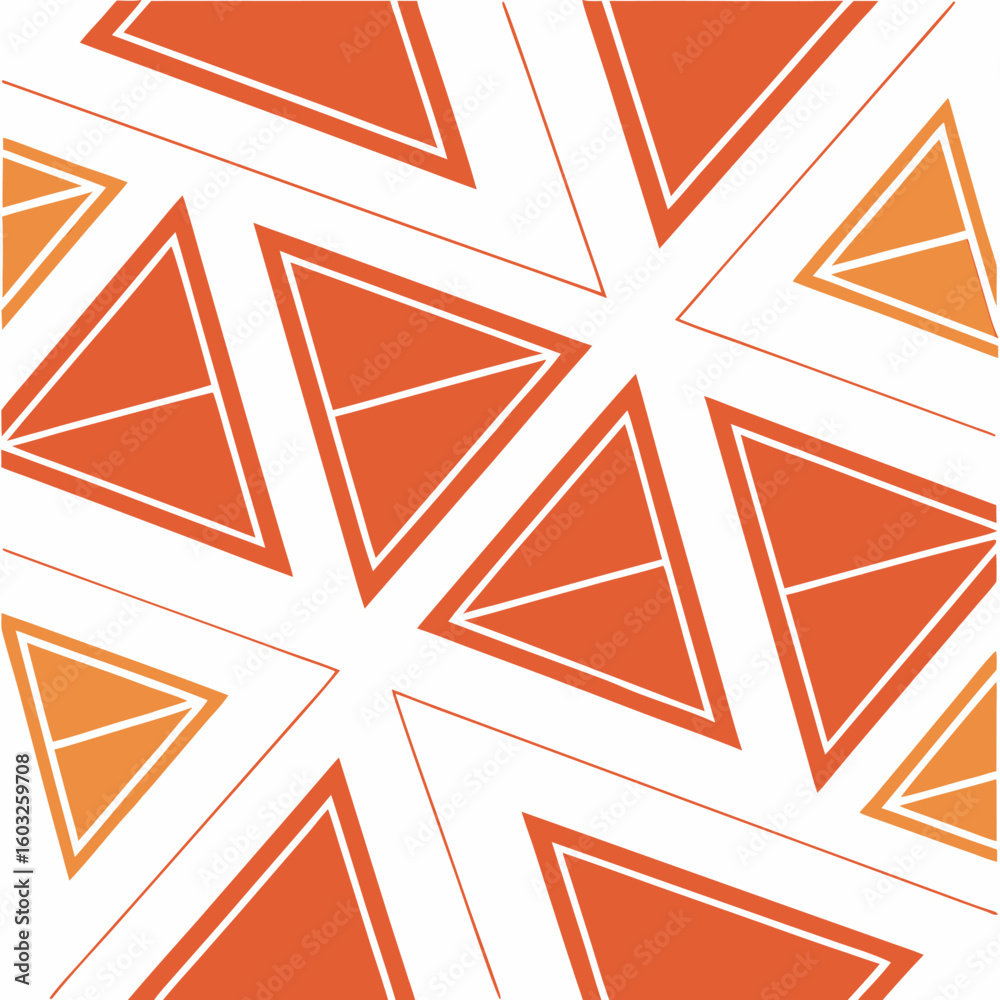 Poster geometric composition of orange and white triangles creating a modern and abstract pattern for desig
