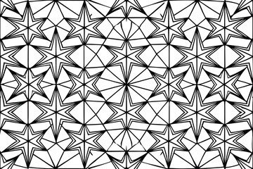 Geometric star pattern repeating seamless background black and white decorative design suitable for wallpaper textile or website backgrounds