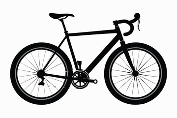 Fototapeta premium Minimalist Black Silhouette Illustration of a Road Bike with Racing Handlebars and Skinny Tires
