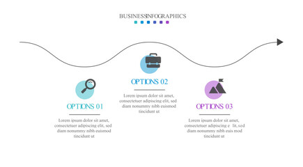 Progress bar featuring 3 arrow-shaped elements, symbolizing the three stages of business strategy and progression. Clean timeline infographic design template. Vector for mobile presentation.