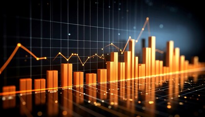 Abstract financial chart with rising and falling data points